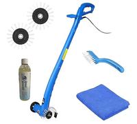 Grout Groovy! Paquete de limpiador de lechada | Máquina limpiadora eléctrica de lechada de azulejos con cable de 20 pies | 3 ruedas de cepillo | 1 limpiador | 1 cepillo de mano para lechada | 1 paño