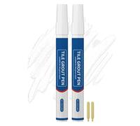 Grout Pen White - 2 Pieces Waterproof White Marker With Cores, Essential Tile Grout Repair Pen, Practical Restoration Tool For Stone, Crevice, Shower, Floors, Wall, Bathtub And Building Art