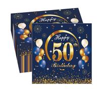 GROVBLE 40 piezas Servilletas 50 Cumpleaños -50 cumpleaños con texto en oro, 50 Años Servilletas Papel Decoradas Cumpleaños,de para decoración fiestas de cumpleaños, aniversarios,33x33 cm