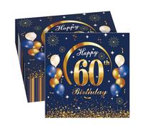 GROVBLE 40 piezas Servilletas 60 Cumpleaños -60 cumpleaños con texto en oro, 60 Años Servilletas Papel Decoradas Cumpleaños,de para decoración fiestas de cumpleaños, aniversarios,33x33 cm