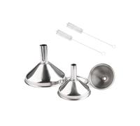 GroveEss Juego de embudos de cocina de acero inoxidable, 3 embudos y 2 cepillos de limpieza, pequeños embudos de metal para transferir mermeladas, aceites de cocina, líquidos y polvos