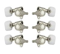 Grover 103N Original 'Milk Bottle' Style Rotomatics with Pearloid Button - Guitar Machine Heads, 3 + 3 - Níquel