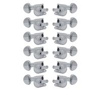 Grover 205 - 18C12 Rotomatics de tamaño medio con botón redondo - 12 cuerdas Guitar Machine Heads, 6 + 6 - Chrome