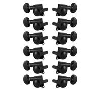 Grover 406BC12 Mini Locking Rotomatics with Round Button - Guitar Machine Heads, 6 + 6 - Black Chrome