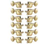 Grover 406G12 Mini Locking Rotomatics with Round Button - Guitar Machine Heads, 6 + 6 - Gold