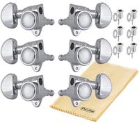 Grover 502C ROTO-GRIP - Juego de afinadores de guitarra rotomáticos de bloqueo 3+3 18:1 cromados con cabezal de afinación Tonebird Dunlop con botón de riñón