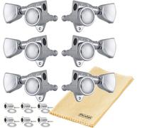 Grover 502CK ROTO-GRIP - Afinadores de guitarra rotomáticos de bloqueo, juego de máquinas de afinación 3+3 18:1, cromadas, cabezales de afinación, botón Keystone con paño de pulido Tonebird Dunlop