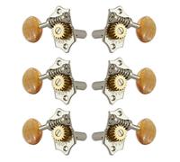 Grover H97-18NAA Original Sta-Tite Machine Head with Acrylic Amber Button and 18:1 Gear Ratio, Horizontal - Guitar Machine Heads, 3 + 3 - Níquel