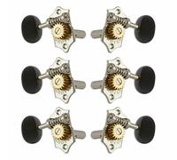 Grover H97-18NAE Original Sta-Tite Machine Head with Ebony Button and 18:1 Gear Ratio, Horizontal - Guitar Machine Heads, 3 + 3 - Níquel