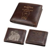 Grovjewfit Cartera Hombre Personalizada con Foto y Fecha Cuero Cartera Regalo para Novio Esposo Aniversario San Valentín (Style 2)