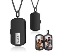 Grovjewfit Colgante Medallón con Foto Personalizada para Hombre Collar Placa Militar de Acero Inoxidable con Grabado Regalo para Papá Marido Novio Día del Padre Cumpleaños Navidad (Negro)