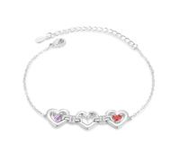 Grovjewfit Pulseras Personalización para Mujer Corazón Pulsera con Nombres y Piedras de nacimiento Ajustable Joyería Regalos para el Día de la Madre Navidad San Valentín (2 stone)