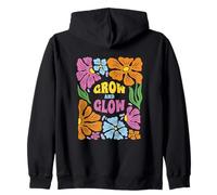Grow and Glow - Flores motivación inspiración Auto Cuidado Sudadera con Capucha