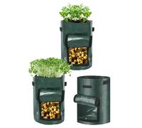 Grow Bags, 3 Pack 10 Gallon Reusable Fabric Plant Pots with Handles Breathable Vegetable Growing Bags for Healthy Root Growth, Garden Planters for Indoor Outdoor Yard Patio Balcony Windowsill Use