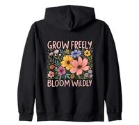 Grow Freely Bloom Wildly Floral Growth Motivación Sudadera con Capucha