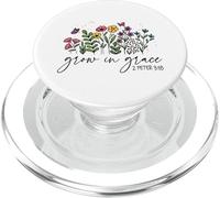 Grow in Grace 2 Pedro 3:18 Mariposa Floral Cristiana PopSockets PopGrip para MagSafe