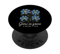 Grow In Grace Boho Floral 2 Pedro 3:18 Verso Cristiano PopSockets PopGrip Adhesivo