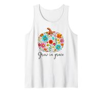 Grow in Grace Christian Pumpkin Floral Fall Bible Verse God Camiseta sin Mangas