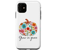 Grow in Grace Christian Pumpkin Floral Fall Bible Verse God Carcasa para iPhone 11