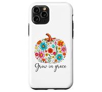 Grow in Grace Christian Pumpkin Floral Fall Bible Verse God Carcasa para iPhone 11 Pro