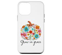 Grow in Grace Christian Pumpkin Floral Fall Bible Verse God Carcasa para iPhone 12 Mini