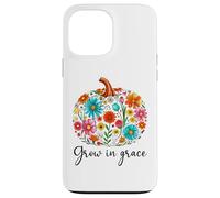 Grow in Grace Christian Pumpkin Floral Fall Bible Verse God Carcasa para iPhone 13 Pro MAX