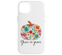 Grow in Grace Christian Pumpkin Floral Fall Bible Verse God Carcasa para iPhone 14 Plus