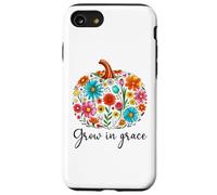 Grow in Grace Christian Pumpkin Floral Fall Bible Verse God Carcasa para iPhone SE (2020) / 7/8