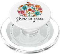 Grow in Grace Christian Pumpkin Floral Fall Bible Verse God PopSockets PopGrip para MagSafe