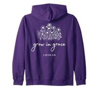 Grow in Grace. Flores. Verso de la Biblia. 2 Pedro 3:18 Sudadera con Capucha