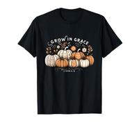 Grow in Grace Pumpkins Otoño Acción de Gracias Cristiano Religioso Camiseta