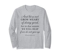 Grow Weary Doing Good Gálatas 6:9 Versículo de la Biblia Cristiano Manga Larga