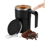 Growalleter 380 ml inteligente Magnet-Selbstrührende - Taza LCD-Temperaturanzeige, USB-Wiederaufladbar 304 Edelstahl Becher mit Deckel, Für Kaffee, Proteinshake & Milch (Black)