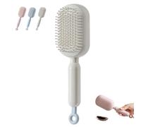 Growalleter Cepillo de pelo autolimpiante para mujer, peine de limpieza retráctil con un solo clic, bolsa de aire 3D, antiestático, peine de masaje para todo tipo de cabello, fácil de limpiar (blanco)