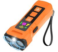 Growalleter Entrenador ultrasónico para perros, dispositivo antiladridos de 3 cabezales para perros, disuasorio recargable de ladridos de perros con linterna LED, estroboscópico, bloqueo de seguridad