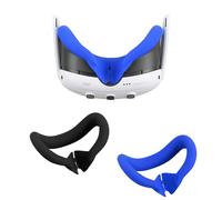 Growalleter Funda de silicona para Meta Quest 3, accesorios de realidad virtual, funda de cojín facial para Mate Quest 3, repuesto a prueba de sudor (negro + azul)