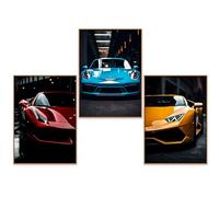 GrowArt - Conjunto único de 3 pósters con Coches Deportivos en Formato A3 sin Marco | impresión fotográfica decoración Extraordinaria para los Amantes de los Coches | diseños únicos