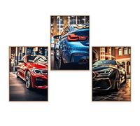 GrowArt - Lote de 3 pósters de Coches BMW en Formato A3 sin Marco | impresión fotográfica decoración para los Amantes de los Coches | diseños sólo Disponibles con Nosotros |