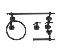 GROWBY Ganchos para estantes de baño, juego de herrajes, ganchos de pared para batas, toallero, barra, estante, soporte de papel tisú, estante negro dorado cepillado, A62824B