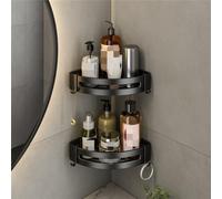 GROWBY Juegos de Accesorios para baño Toallero Barra de Ducha Soporte para riel Estantes Dobles Ganchos Colgador Bandeja de Papel Portaescobillas Aluminio Negro, estantes Dobles 4 cm