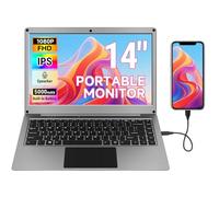 GrowCube Monitor portátil con teclado, 14 pulgadas 1080P FHD Lapdock compatible con mini PC/teléfono/PC/consola de juegos, nota CrowView con adaptadores RPi5 y Jetson (función completa tipo C y cable