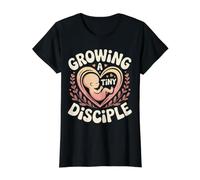 Growing A Tiny Disciple Fe de Embarazo Cristiano - Camiseta gráfica económica, Mujer, Negro, M
