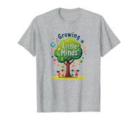 Growing Little Minds: Árbol Educativo para niños Camiseta, Hombre, Gris Jaspeado, 3XL