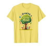 Growing Little Minds: Árbol Educativo para niños Camiseta, Hombre, Limón, 3XL