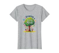 Growing Little Minds: Árbol Educativo para niños Camiseta, Mujer, Gris Jaspeado, 3XL