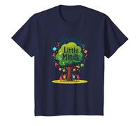 Growing Little Minds: Árbol Educativo para niños Camiseta, Niños, Azul Marino, 3 años