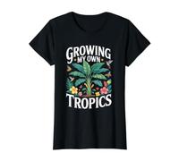 Growing My Own Tropics Jardín Tropical Y Plantas Exóticas Camiseta gráfica económica, Mujer, Negro, M