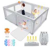 Growithu Parque Infantil Bebe Plegable: 180x150x75cm Corralito Bebe para Interior y Exterior - Parque Infantil con Bolsa de Viaje, 20 Pelotas y 4 Anillas