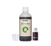 GROWMANIA Acti Vera de BioBizz 500 ml + Muestra Boost Up de Up Nutrients + Vaso Medidor | Revitalizador de Plantas para Jardines Urbanos | Mejora Vitalidad y Floración