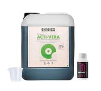 GROWMANIA Acti Vera de BioBizz 5L + Muestra Boost Up de Up Nutrients + Vaso Medidor | Solución Orgánica para Grandes Jardines | Promueve Salud y Resistencia en Plantas Extensas
